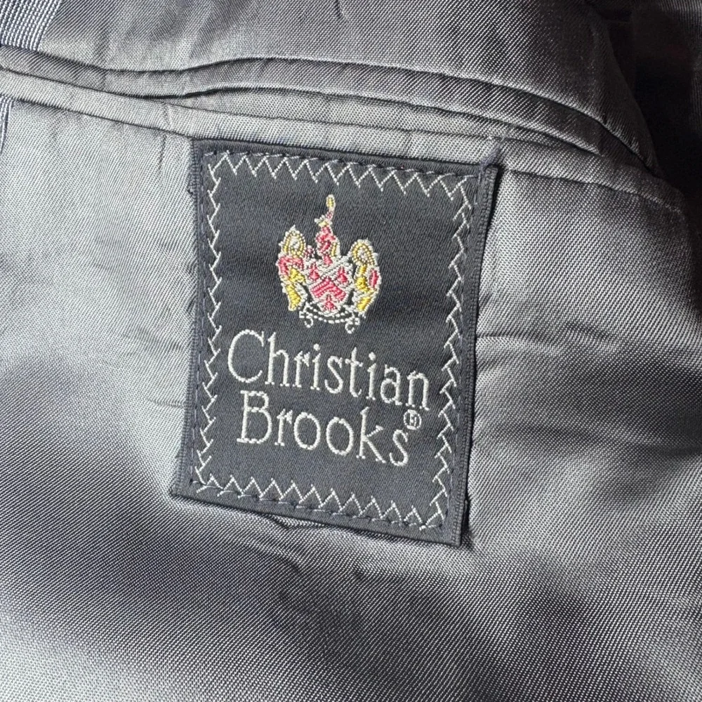 Christian Brooks Mens Gray Blazer Suit Jacket Sports Coat 46L Polyester Wool USA